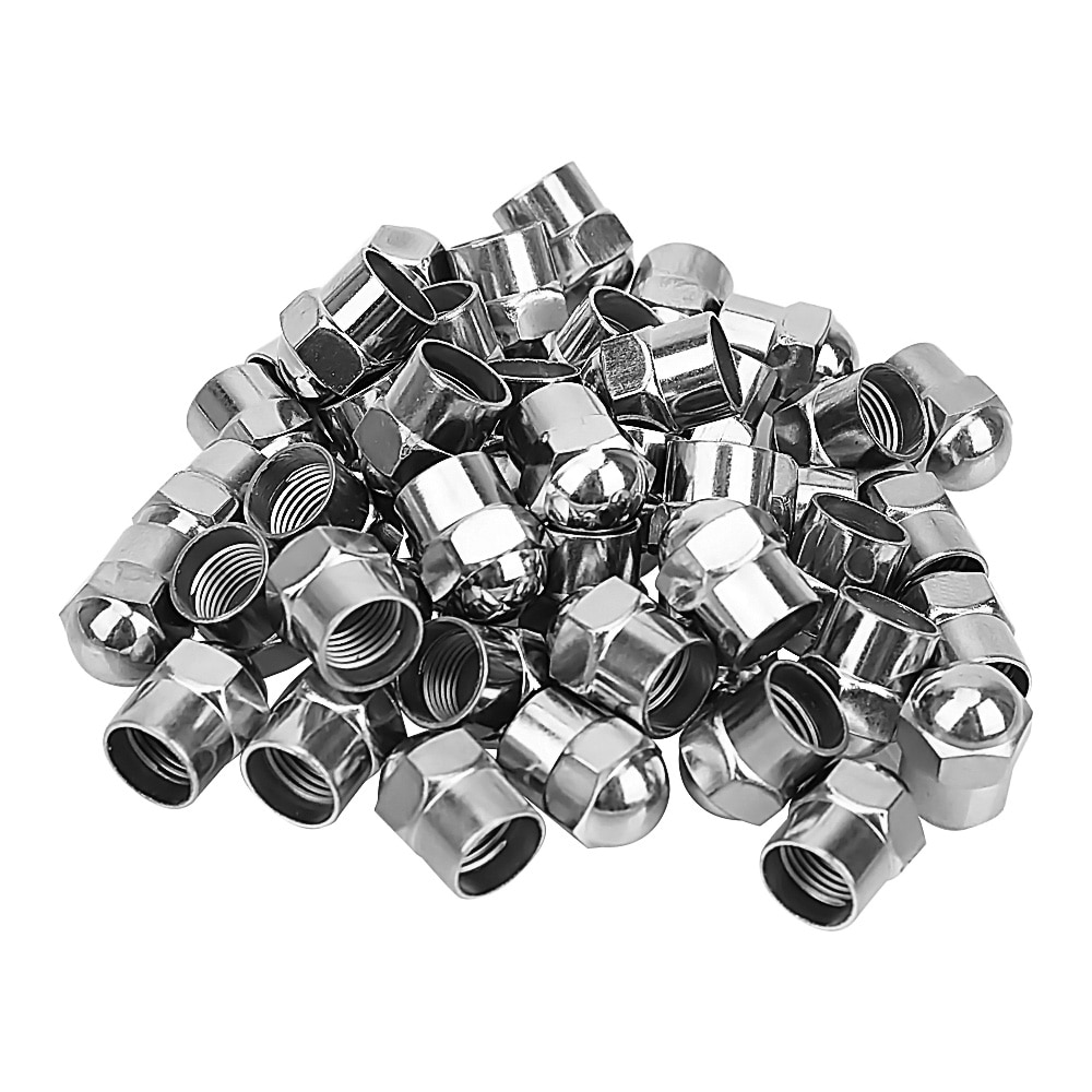 100Pcs Car Wheel Tire Valve Stem Cap Motorcycle Round Head Tyre Air Pressure Cap Airtight Cover Chrome Plated Tire Accessories