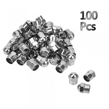 100Pcs Car Wheel Tire Valve Stem Cap Motorcycle Round Head Tyre Air Pressure Cap Airtight Cover Chrome Plated Tire Accessories