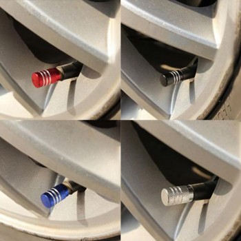 4Pcs Universal Aluminum Car Tyre Air Valve Caps Bicycle Tire Valve Cap Car Wheel Styling Round Red Black Blue Silver Gold