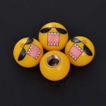 4Pcs/lot Universal Moto Bike Car Tire Valve Cap Wheel Dust Covers Yellow Smile Face Ball Car Styling For Audi Ford BMW Chevrolet