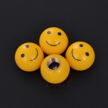 4Pcs/lot Universal Moto Bike Car Tire Valve Cap Wheel Dust Covers Yellow Smile Face Ball Car Styling For Audi Ford BMW Chevrolet