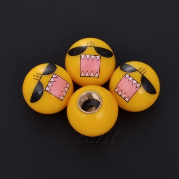 4Pcs/lot Universal Moto Bike Car Tire Valve Cap Wheel Dust Covers Yellow Smile Face Ball Car Styling For Audi Ford BMW Chevrolet