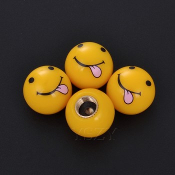 4Pcs/lot Universal Moto Bike Car Tire Valve Cap Wheel Dust Covers Yellow Smile Face Ball Car Styling For Audi Ford BMW Chevrolet