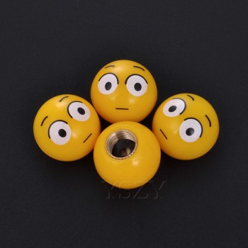 4Pcs/lot Universal Moto Bike Car Tire Valve Cap Wheel Dust Covers Yellow Smile Face Ball Car Styling For Audi Ford BMW Chevrolet