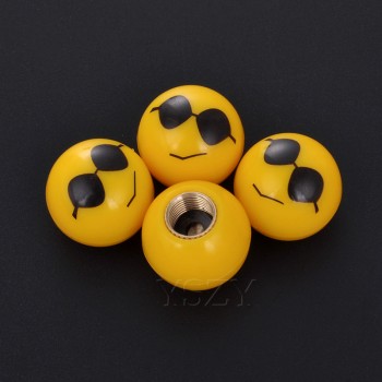4Pcs/lot Universal Moto Bike Car Tire Valve Cap Wheel Dust Covers Yellow Smile Face Ball Car Styling For Audi Ford BMW Chevrolet