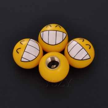 4Pcs/lot Universal Moto Bike Car Tire Valve Cap Wheel Dust Covers Yellow Smile Face Ball Car Styling For Audi Ford BMW Chevrolet