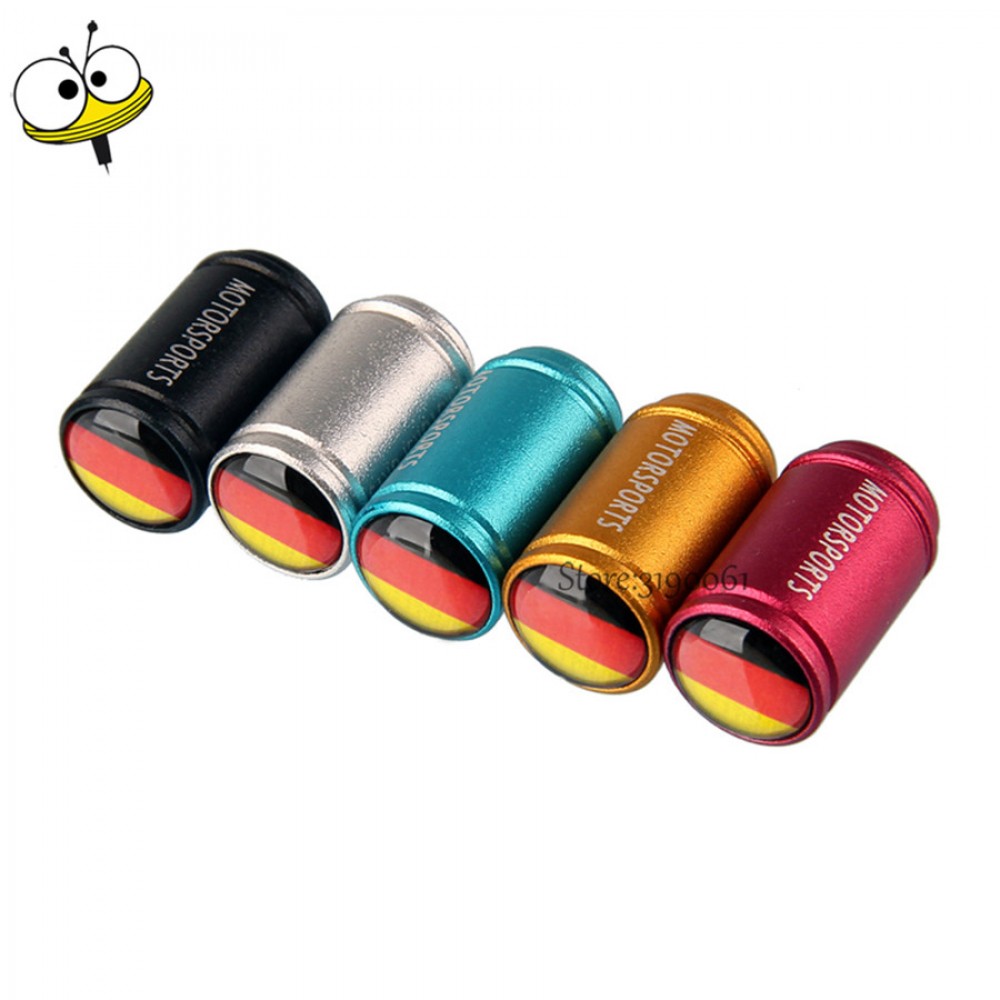 Car Styling Auto Wheel Tire Valve Stem Caps Rim Sticker for Germany Flag for Benz C200 Audi Q3 RS4 VW Golf Polo BMW Passat Ford