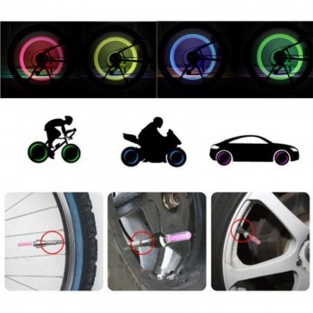 2pcs Neon Lights Color Tyre Wheel Valve Cap Light LED Lamp Flash Car Tire Valve Caps Air Cover Tire Rim Valve Wheel Stem Cap