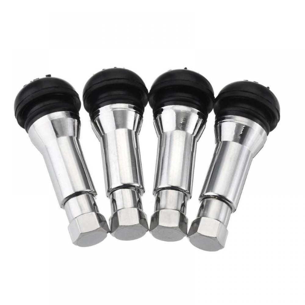 VODOOL 4Pcs/Set TR414 Chrome Tubeless Tyre Valve Stem Caps Snap In Wheel Tire Air Port Valve Core Stems Rubber Dustproof Cover