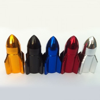 4Pcs/Set Aluminum Alloy Cool Rocket Shaped Design Car Auto Motorcycle Bike Tire Tyre Valve Dust Caps Wheel Stem