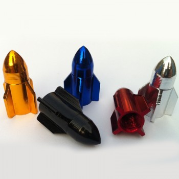 4Pcs/Set Aluminum Alloy Cool Rocket Shaped Design Car Auto Motorcycle Bike Tire Tyre Valve Dust Caps Wheel Stem