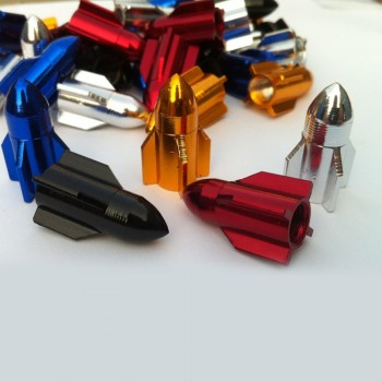 4Pcs/Set Aluminum Alloy Cool Rocket Shaped Design Car Auto Motorcycle Bike Tire Tyre Valve Dust Caps Wheel Stem