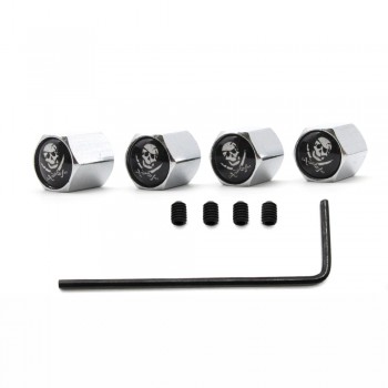 5 Pcs/Set Zinc Alloy Anti-theft The Skull Of Pirate Logo Tire Valve Stem Cap Tire Wheel Stem Air Valve Caps for Auto Cars