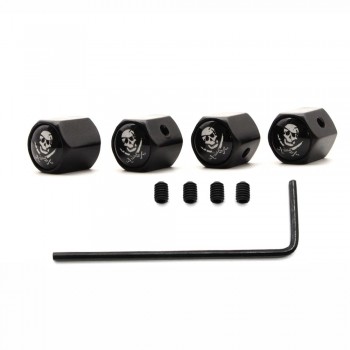 5 Pcs/Set Zinc Alloy Anti-theft The Skull Of Pirate Logo Tire Valve Stem Cap Tire Wheel Stem Air Valve Caps for Auto Cars