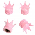 4pcs Pink Crown Shape Car Auto Wheel Tire Tyre Valve Stem Caps Dust Covers