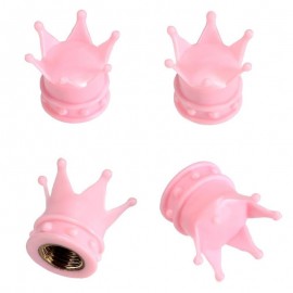 4pcs Pink Crown Shape Car Auto Wheel Tire Tyre Valve Stem Caps Dust Covers