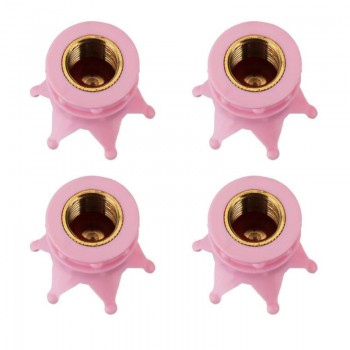 4pcs Pink Crown Shape Car Auto Wheel Tire Tyre Valve Stem Caps Dust Covers