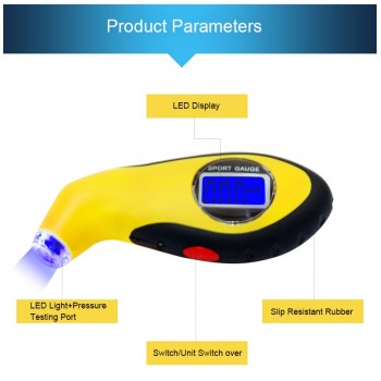 Digital LED Display Car Tyre Air Pressure Gauge Meter Manometer Barometers Tester Tool Car Tire Tool for Auto Car Motorcycle