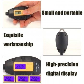 Digital LED Backlight Tire Tyre Air Pressure Gauge 3-100 PSI KPA BAR Tester Meter Tool Vehicle Motorcycle Car
