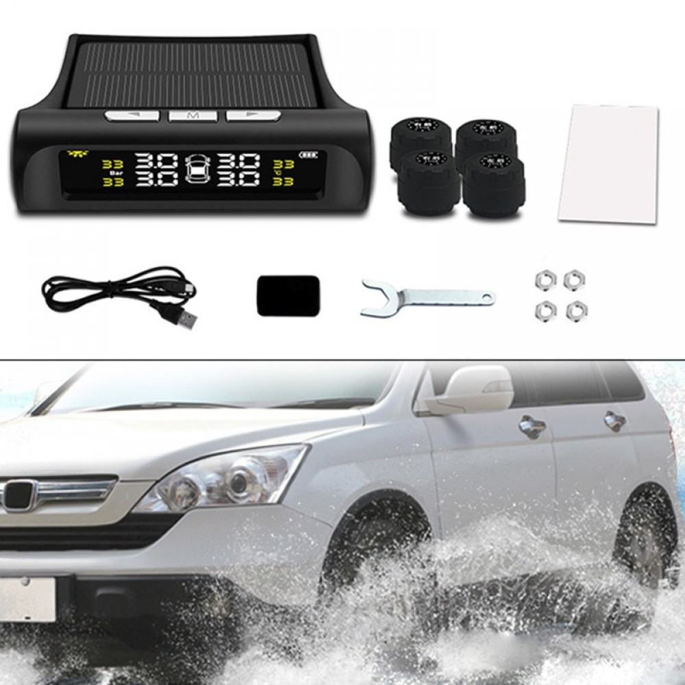 Solar/USB Tire Air Pressure Gauge Meter Set Digital LCD Display Car Wheel Tyre Diagnostic Tools DXY88