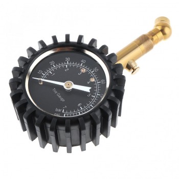 100 PSI Universal ABS + Metal Car Tire Pressure Gauge with Short Pressure Measuring Valve and Silicone Protective Sleeve