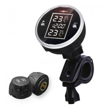 Universal Wireless Motorcycle TPMS Tire Pressure Monitoring System With Time Display Motorcycle Tire Pressure Sensor