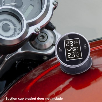 Universal Wireless Motorcycle TPMS Tire Pressure Monitoring System With Time Display Motorcycle Tire Pressure Sensor