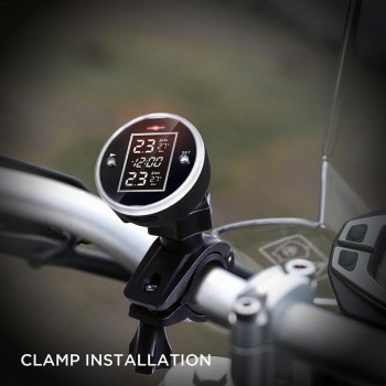 Universal Wireless Motorcycle TPMS Tire Pressure Monitoring System With Time Display Motorcycle Tire Pressure Sensor