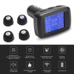 Car TPMS tire pressure Temperature monitoring system (external) cigarette lighter digital LCD monitor 4 sensors for 12V car
