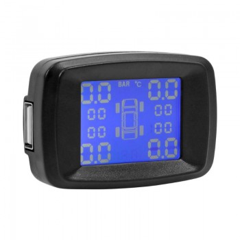 Car TPMS tire pressure Temperature monitoring system (external) cigarette lighter digital LCD monitor 4 sensors for 12V car