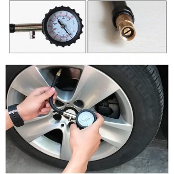 CHIZIYO Precision Mechanical Long Tube Tire Gauge Car Motorcycle Tyre Air Pressure Gauge 0-100 PSI Meter With Bleed Function