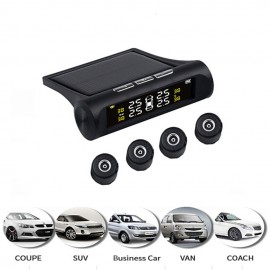 Solar and USB charging tire pressure monitoring system multiple security alarm function car tyre air pressure tester gauge LCD