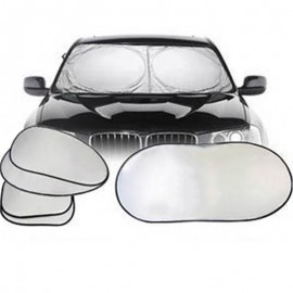 6Pcs Folding Silvering Reflective Car Windshield Window Sun Shade Visor Shield Cover Suction Cup Car Sunshield Sunscreen Curtain