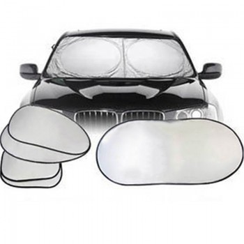 6Pcs Folding Silvering Reflective Car Windshield Window Sun Shade Visor Shield Cover Suction Cup Car Sunshield Sunscreen Curtain