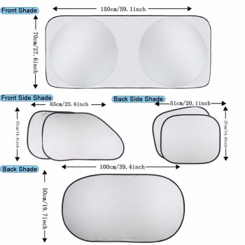 6Pcs Folding Silvering Reflective Car Windshield Window Sun Shade Visor Shield Cover Suction Cup Car Sunshield Sunscreen Curtain