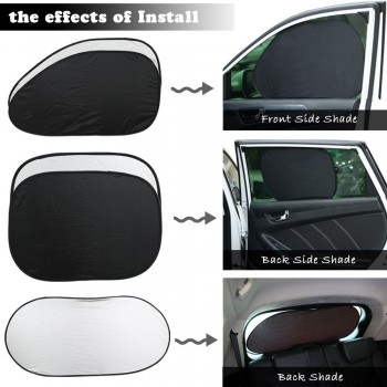 6Pcs Folding Silvering Reflective Car Windshield Window Sun Shade Visor Shield Cover Suction Cup Car Sunshield Sunscreen Curtain