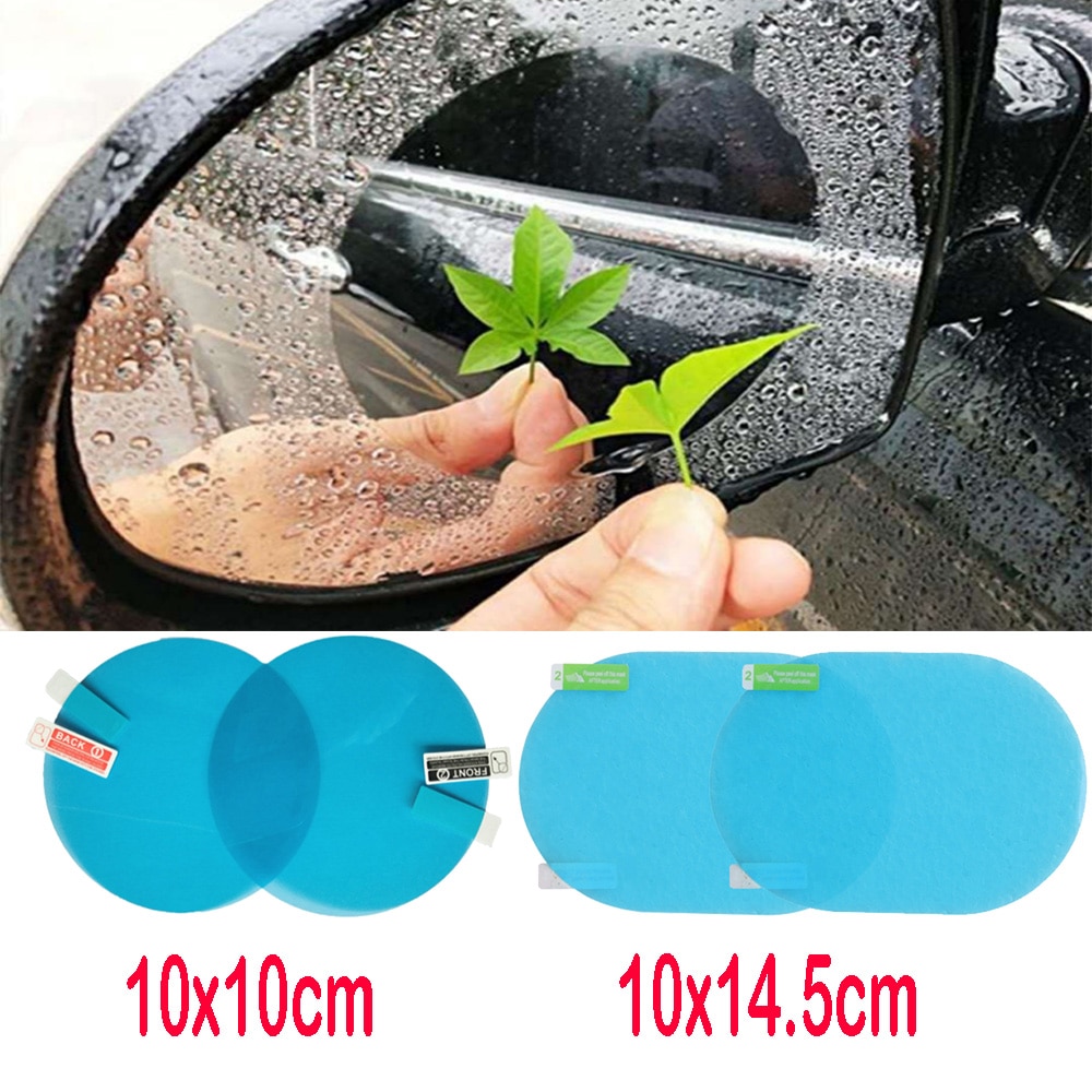 2pcs 100*100mm/100*145mm PET + Nano-coating Car Anti Water Mist Film Anti Fog Rainproof Rearview Mirror Window Protective Film