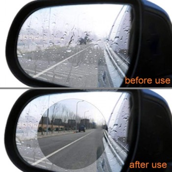 2pcs 100*100mm/100*145mm PET + Nano-coating Car Anti Water Mist Film Anti Fog Rainproof Rearview Mirror Window Protective Film