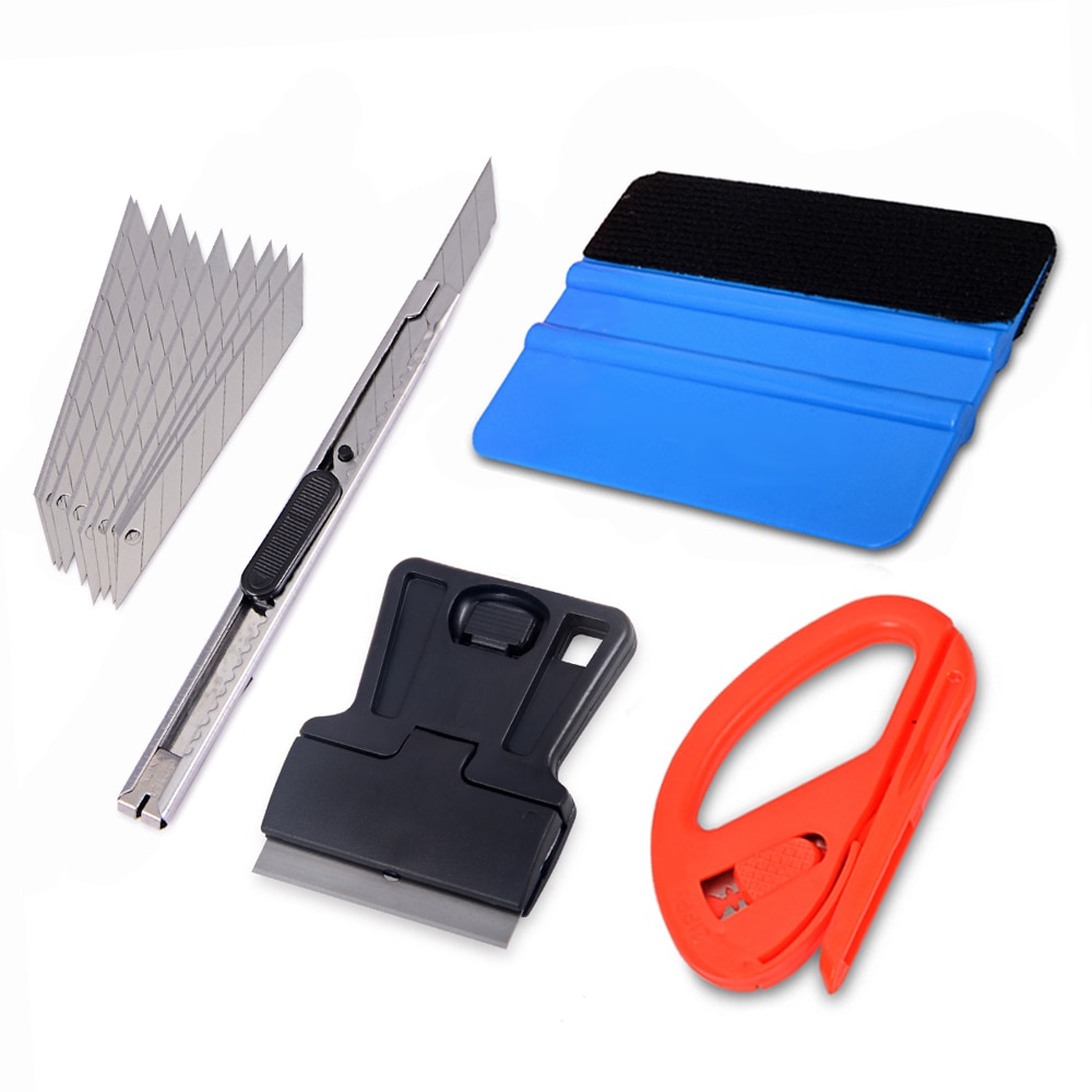 FOSHIO Vinyl Tool Set Squeegee Scraper Carbon Fiber Foils Vinyl Car Film Wrap Tool Kit Cutter Knife Auto Window Tint Accessories