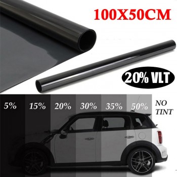 100*50cm Universal Auto Car Dark Black Car Window Tint Film Glass VLT 20% Roll 1 PLY Car Auto House Commercial Solar Protection