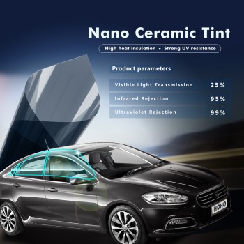 20x60 (0.5x1.52m) Black Color  Nano Ceramic Tint Window Solar Film 25% VLT
