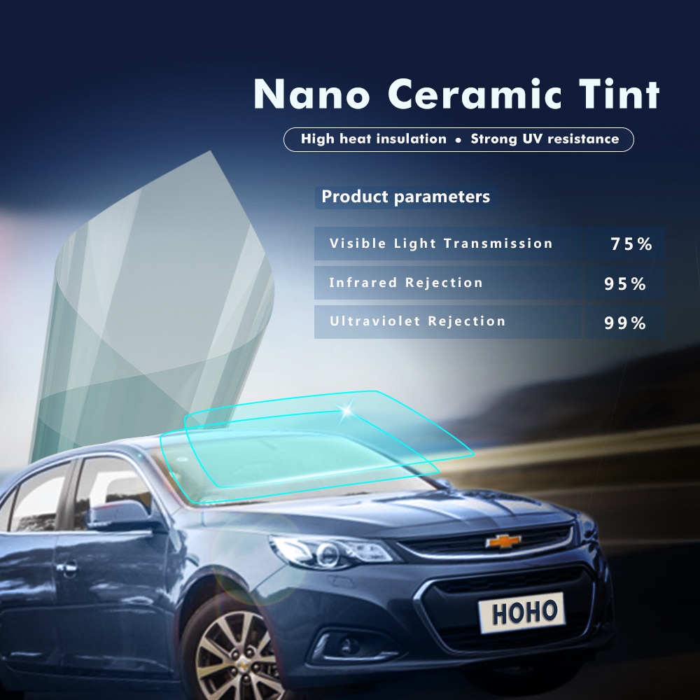 1.52x1m 75% VLT Nano Ceramic Window Film High Heat-Rejection Solar Tint Film Tinting Vinyl for Car Windshield Rear Side Window