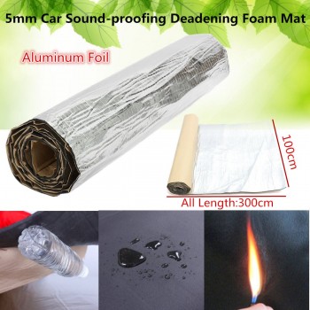 300x100cm 5mm Car Sound-proofing Deadening Insulation Foam Mat w/Aluminum Foil Silver