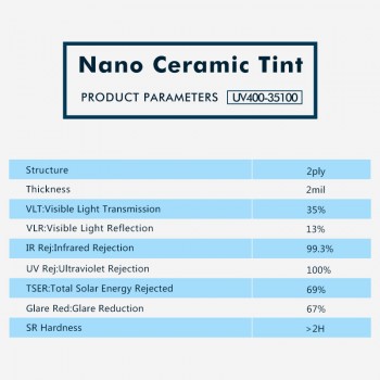 UV400-35100 Sunice solar films with best quality and heat insulation nano ceramic window films 0.5x3m