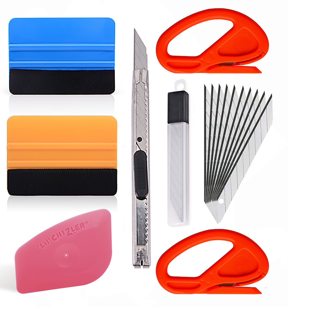 EHDIS 7PCS Vinyl Film Car Wrap Tools Kit Card Squeegee Ice Scraper Window Tint Tools With Cutter Knife Blade Car Accessories