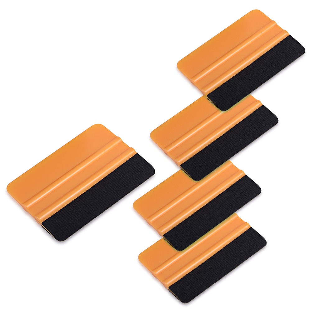 EHDIS 5pcs Gold Carbon Fiber Felt Squeegee Car Vinyl Film Wrap Scraper Cleaning Tools Window Tints Tools Car Accessories