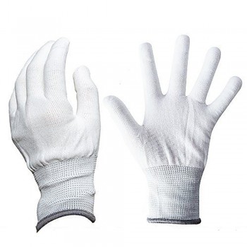 EHDIS 100 Pairs White Labor Antislip Nylon Gloves Vinyl Film Car Wrap Sticker Install Window Cleaning Gloves Window Tints Tool