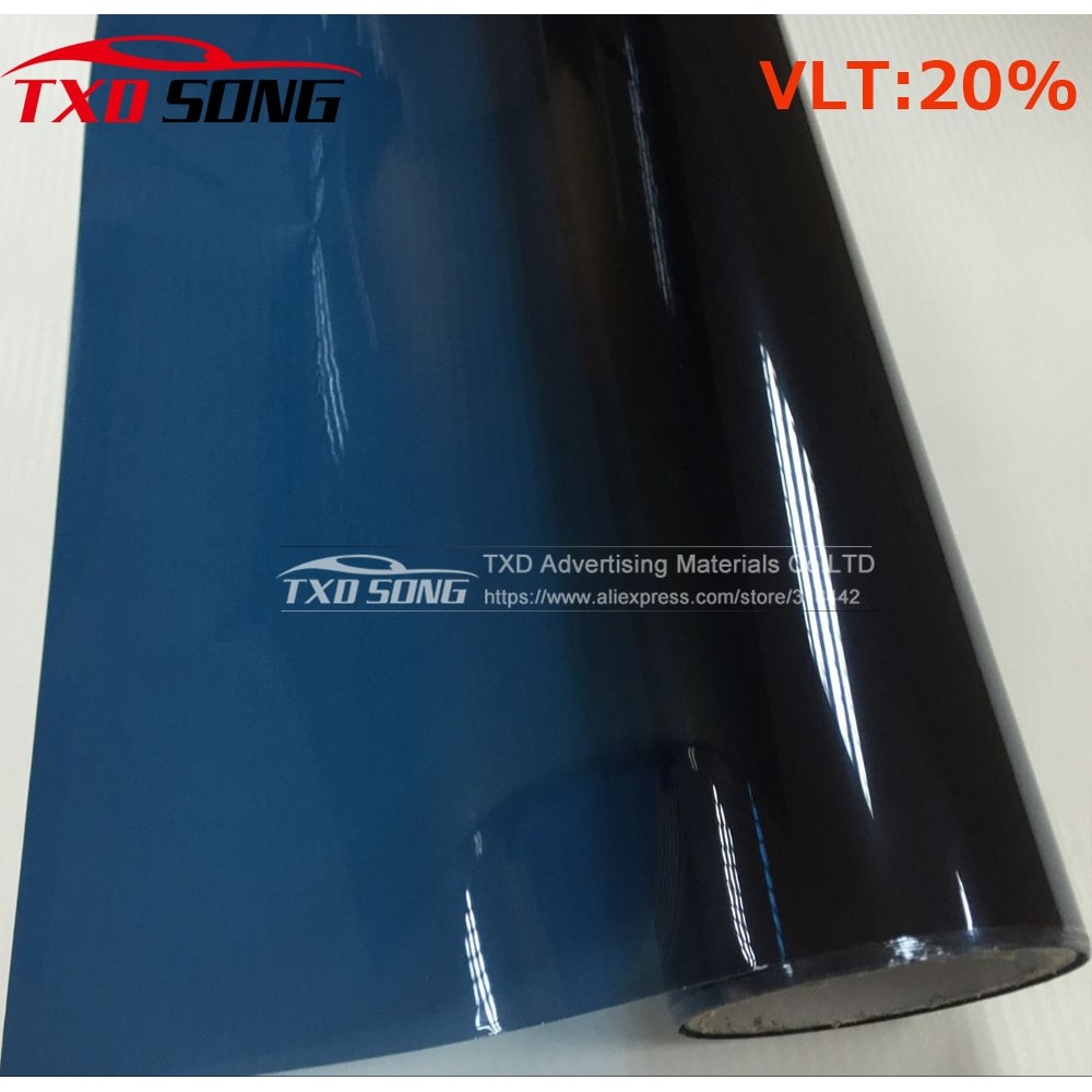 50cm*300cm/lot Blue Car Window Tint Film Glass VLT 20% Car Auto House Commercial Solar Protection Summer by free shipping