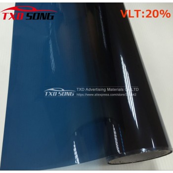50cm*300cm/lot Blue Car Window Tint Film Glass VLT 20% Car Auto House Commercial Solar Protection Summer by free shipping