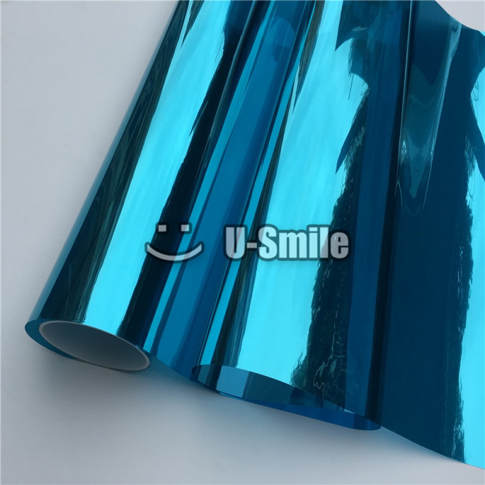 VLT 15% Blue-Silver Mirror Window Vinyl Film For Glass Tint Buliding Home Office Size:1.52*30m/Roll